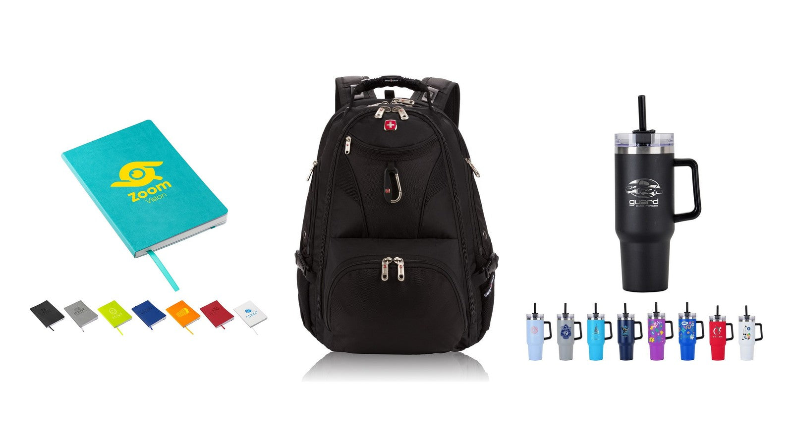 Radiologic Technology Week gift ideas: branded journal, laptop backpack, and insulated tumbler